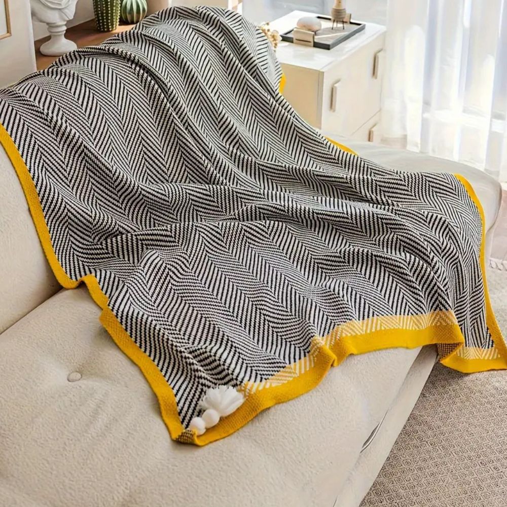 Golden Chevron Lightweight Throw Blanket