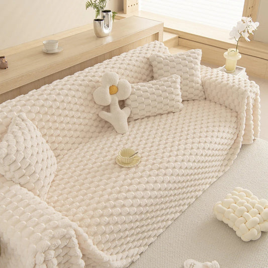 Tufted Rabbit Faux Microfiber Sofa Cover