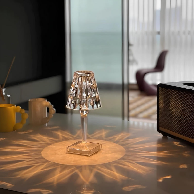 Crystal Touch Control Table Lamp - Rechargeable 3-Color Illumination