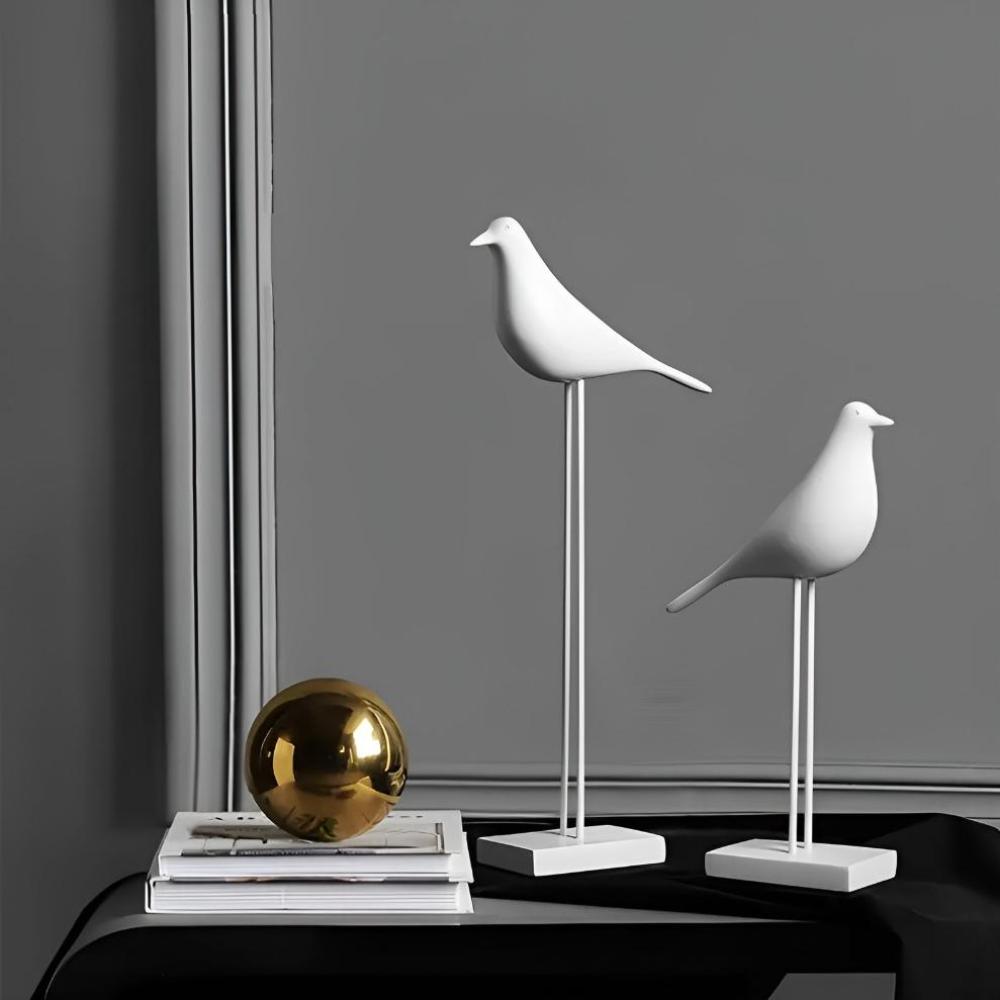 Chic Black and White Minimalist Bird Figurines