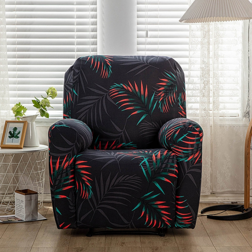 Floral Stretch Recliner Sofa Cover with Side Pockets