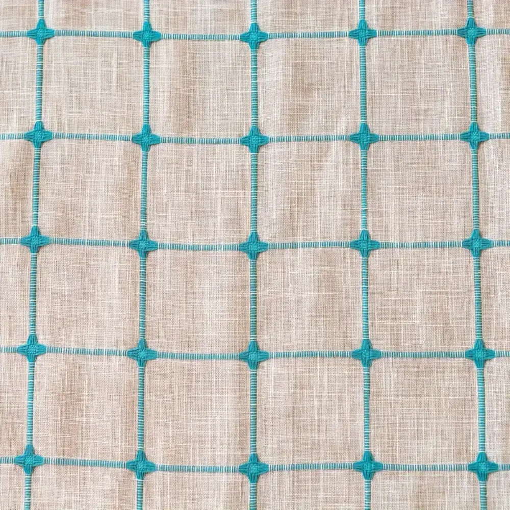 Turquoise Lattice Boho Tassel Semi-Blackout Curtain