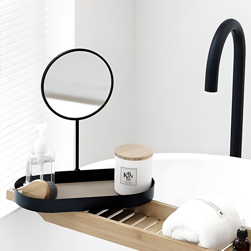 Modern Metal Beauty Organizer Tray with Removable Mirror