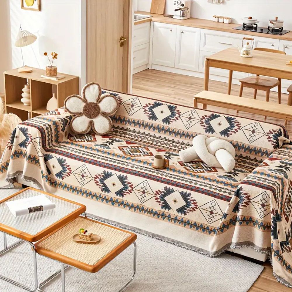 Premium Chenille Tribal Weave Sofa Cover