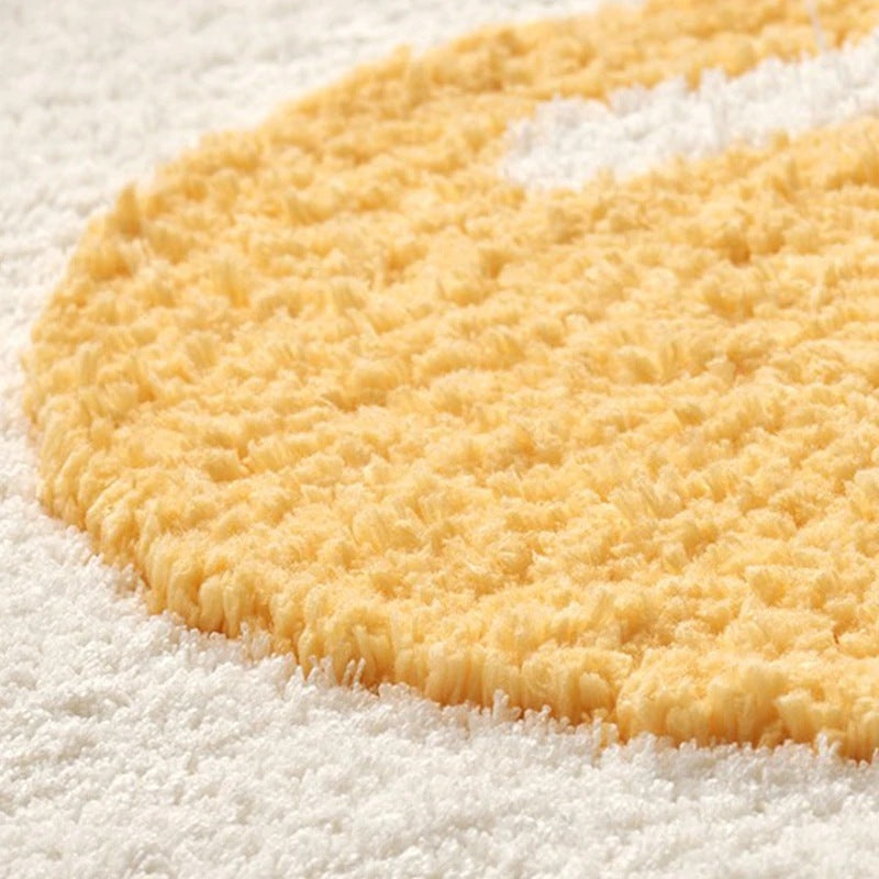 Egg-Shaped Polyester Bathroom Rug in Kawaii Style