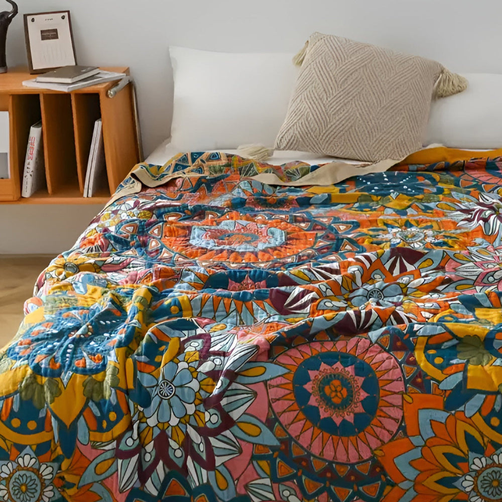 Floral Jacquard Cotton Bedspread Blanket