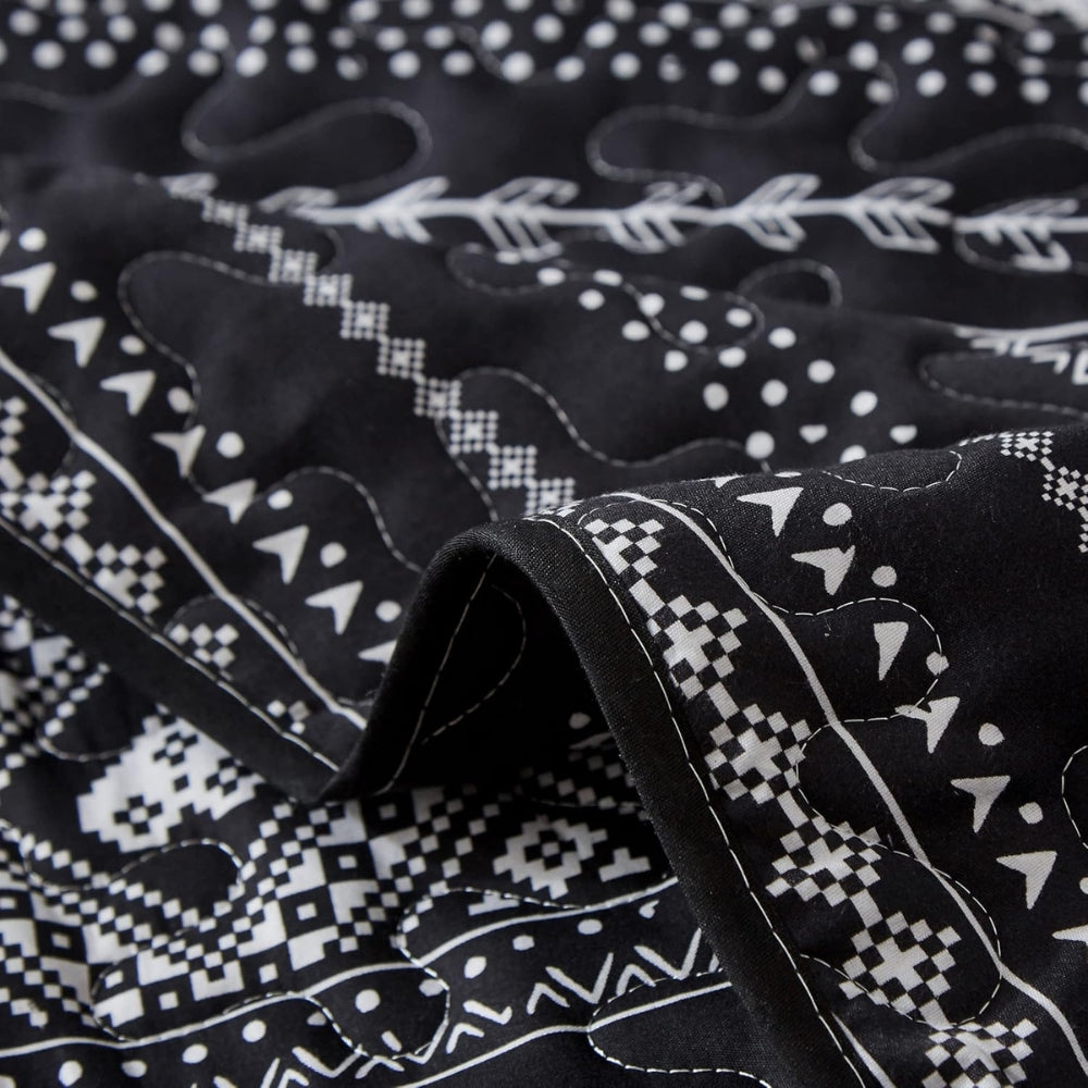 Modern Boho Geometric Duvet Cover Set in Monochrome