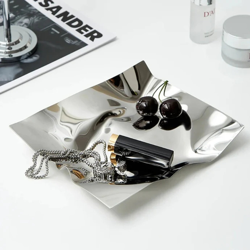 Wrinkled Stainless Steel Decorative Tray