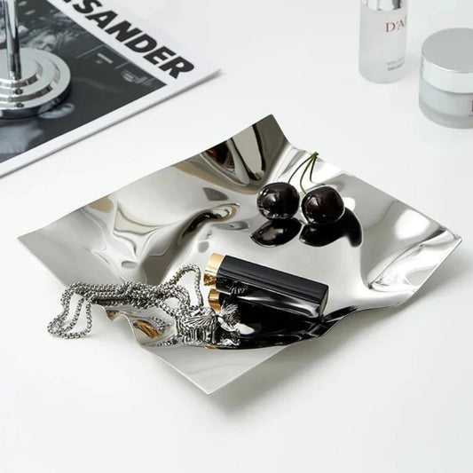 Wrinkled Stainless Steel Decorative Tray