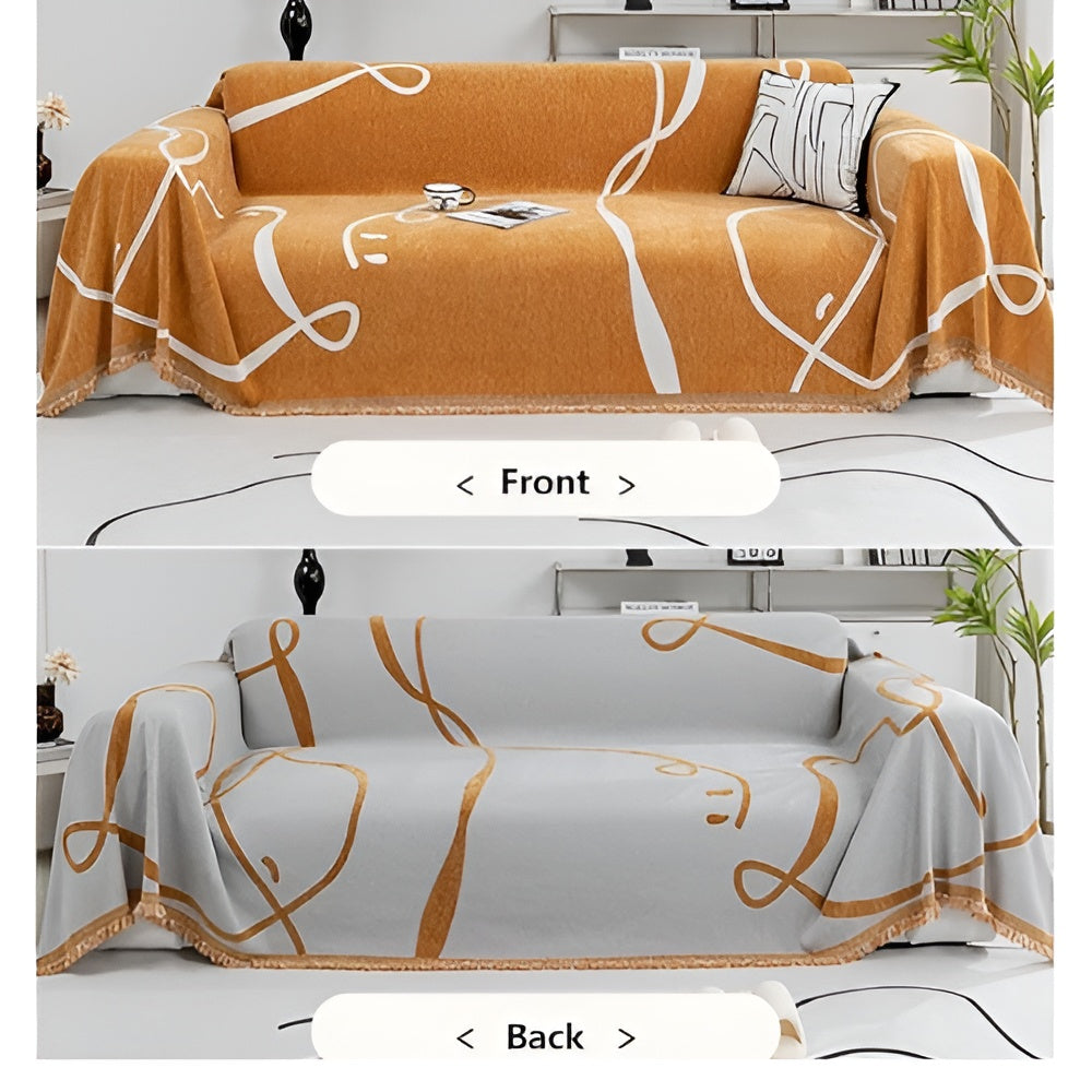 Reversible Abstract Chenille Sofa Cover