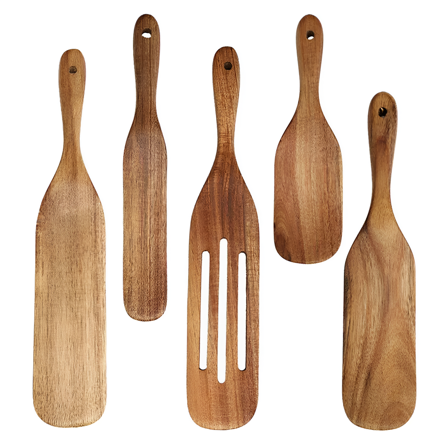 Non-Stick Teak Wooden Spatula Set with Ergonomic Grip