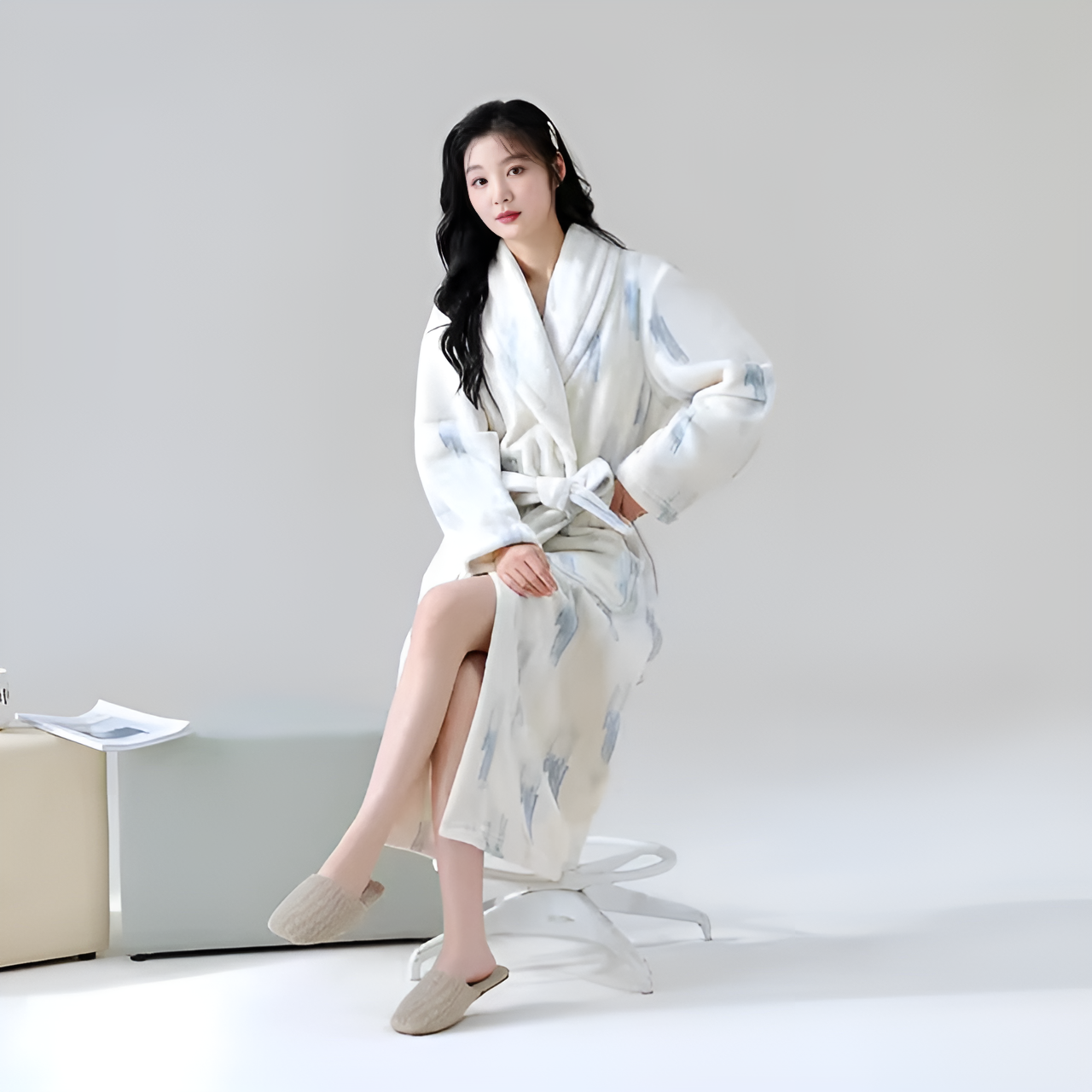Ultra-Soft Fleece Bathrobe with Sherpa Trim