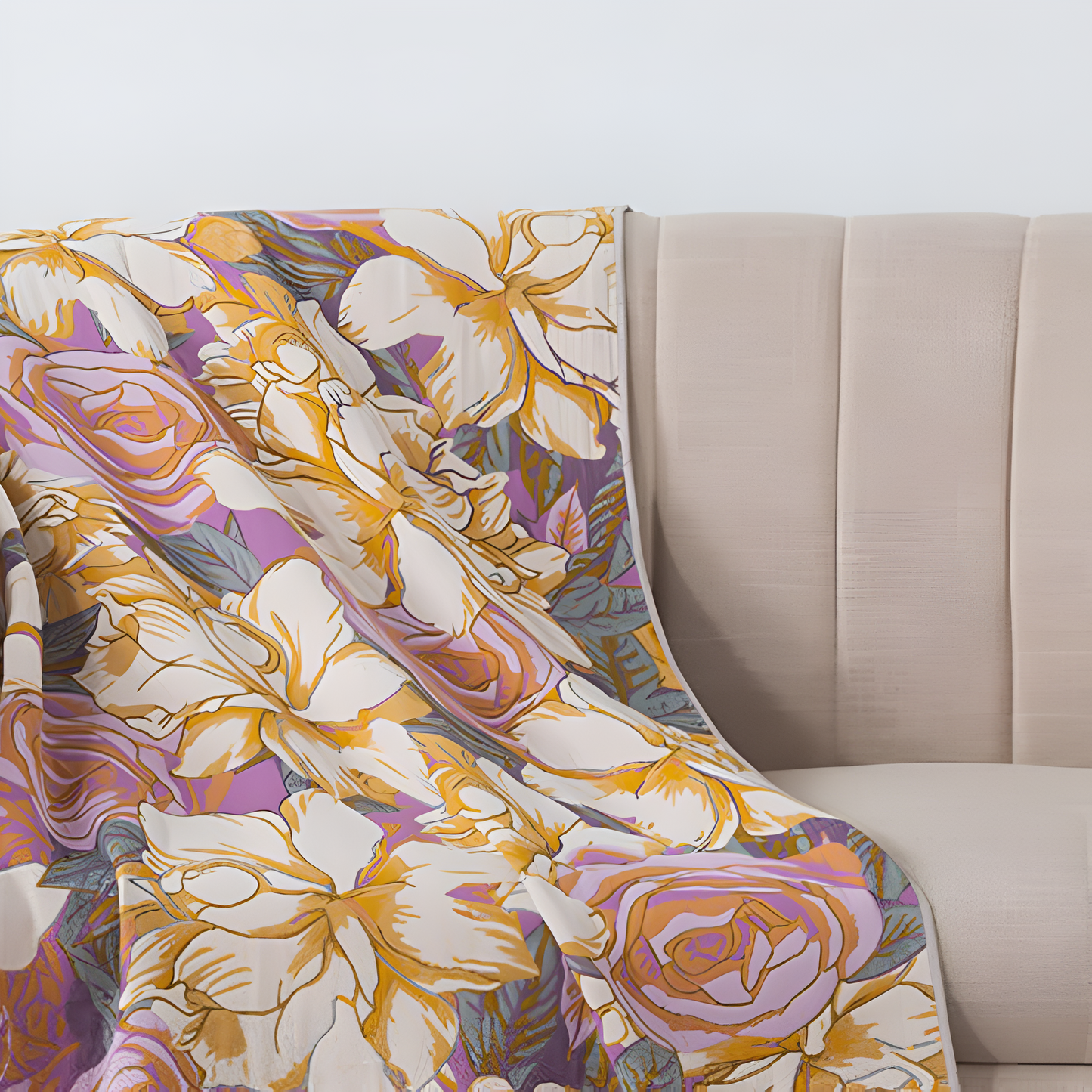 Lightweight Cotton Bath Towel with Pastoral Rose Pattern