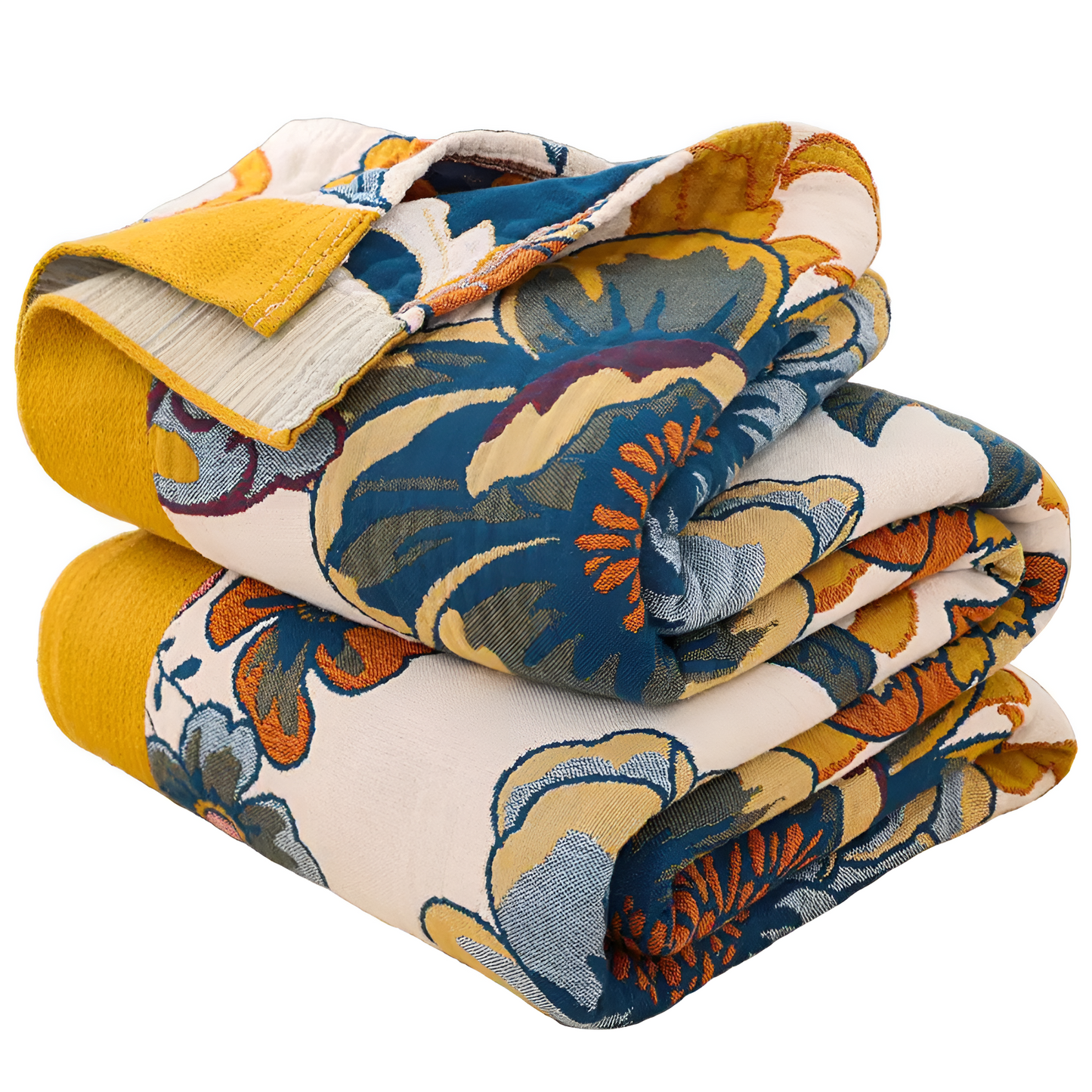 Reversible Floral Cotton Blanket for All-Season Use