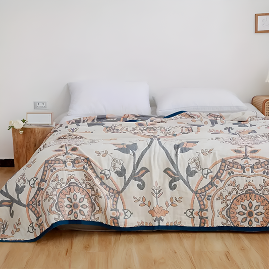Reversible Floral Cotton Blanket for All-Season Comfort
