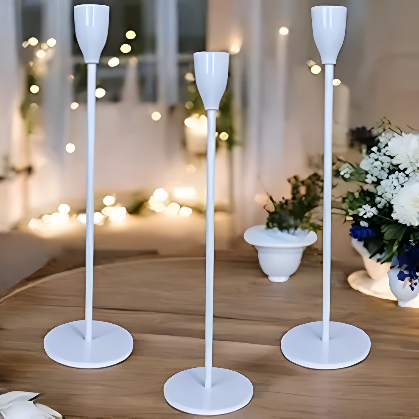 Sleek Metallic Taper Candle Holders Set of 3