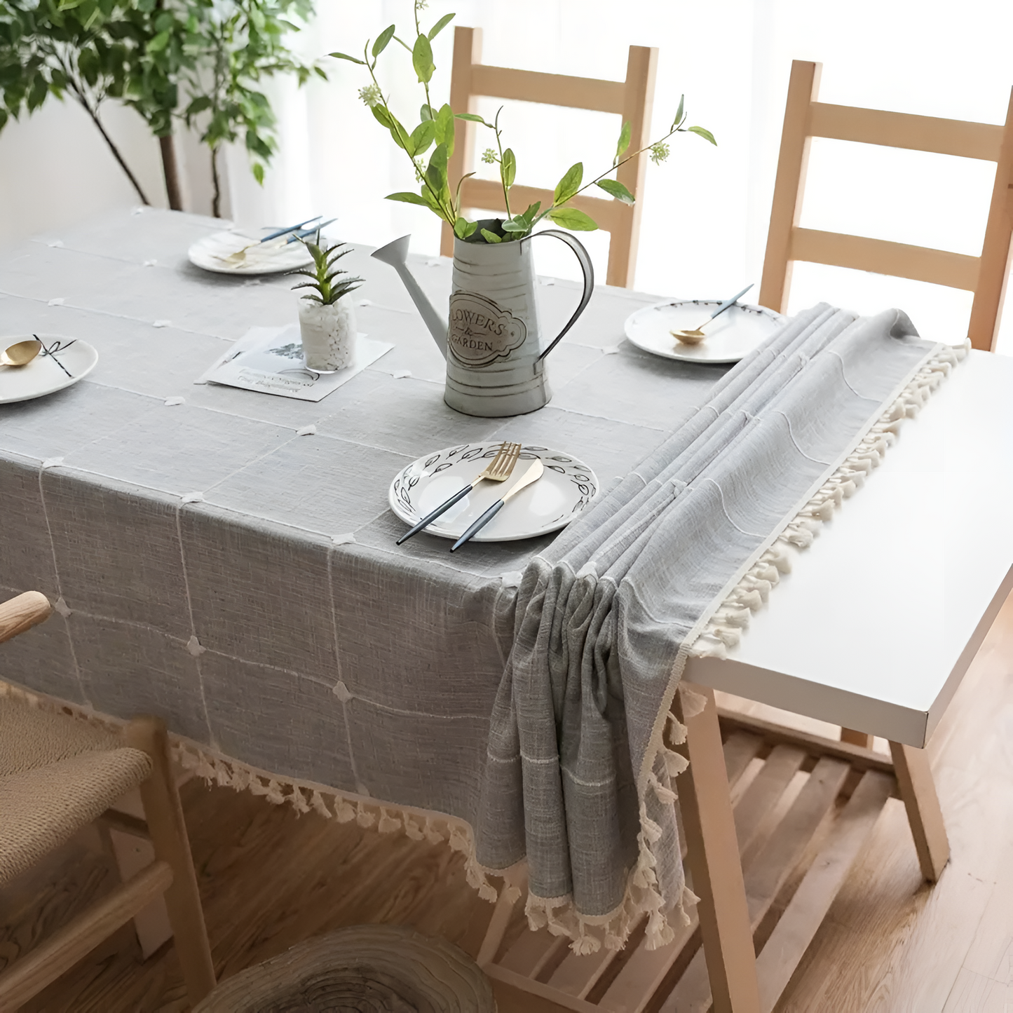 Cotton Linen Pastoral Plaid Tablecloth