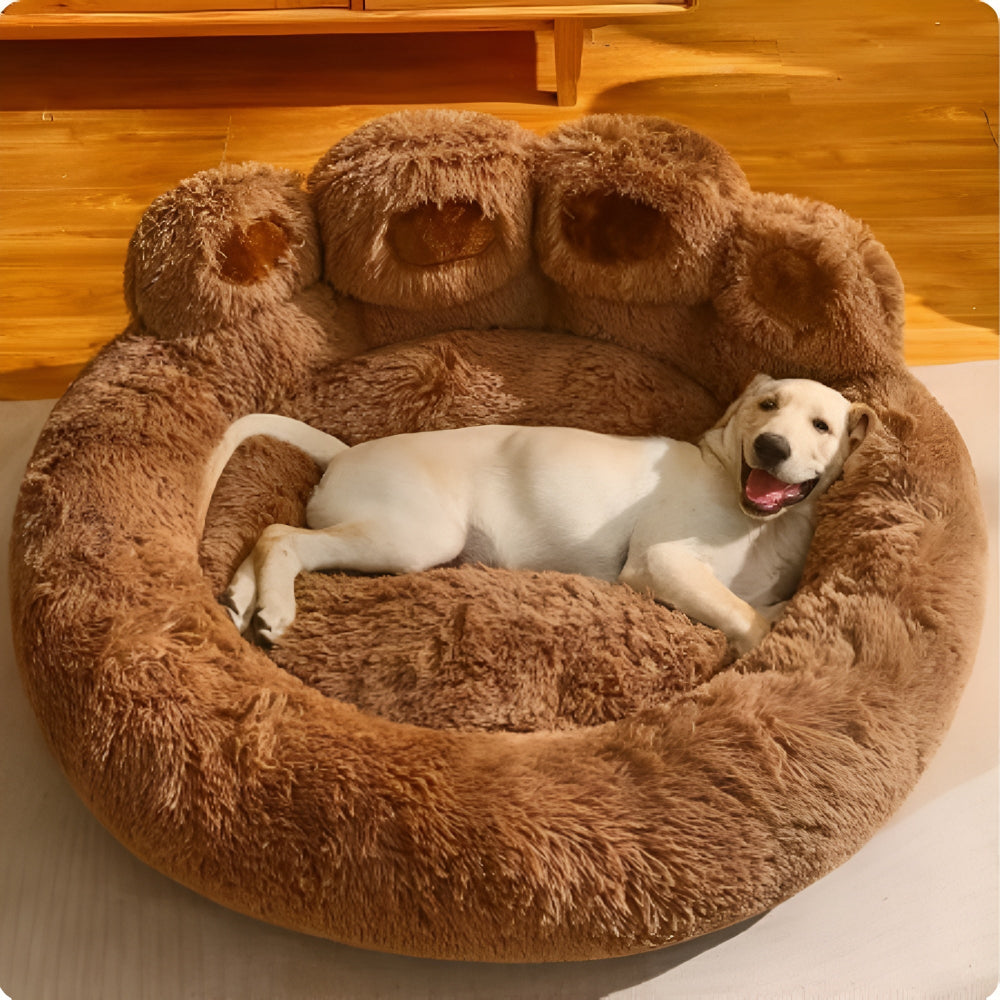 Paw-Shaped Plush Pet Bed for Dogs