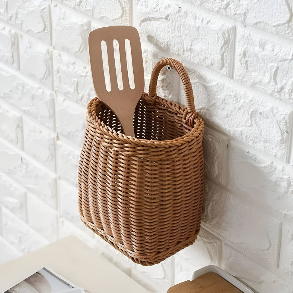 Woven Rattan-Look Storage Basket