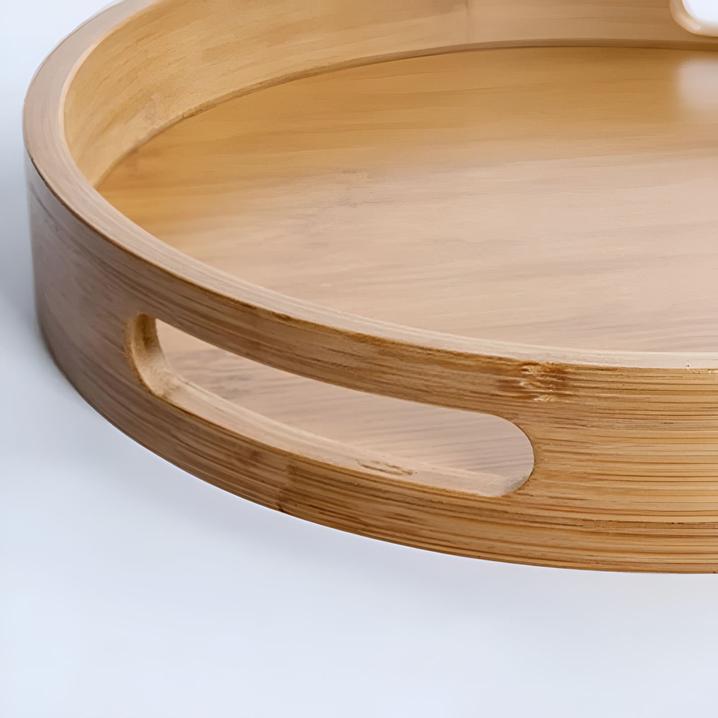 Eco-Friendly Bamboo Round Serving Tray with Handles