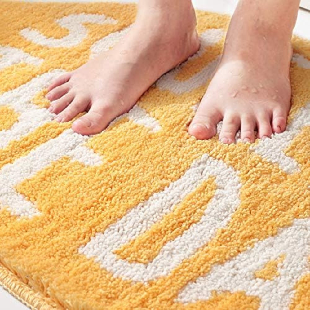 Non-Slip Lemon Bath Mat in Soft Cotton Microfibre