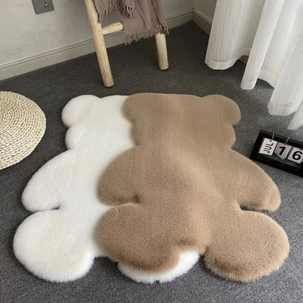 Plush Bear-Shaped Microfiber Area Rug