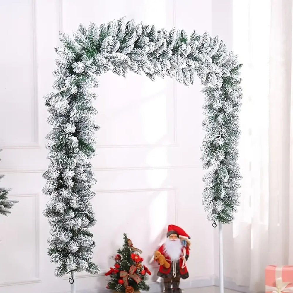 Snow Flocked Christmas Garland with Artificial Pine and Cedar