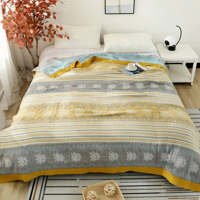 Reversible 100% Cotton Blanket for Cozy Layering