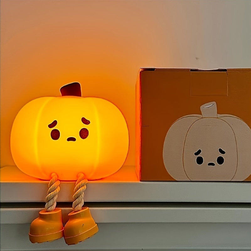 USB Rechargeable Pumpkin-Shaped LED Night Light with Touch Control
