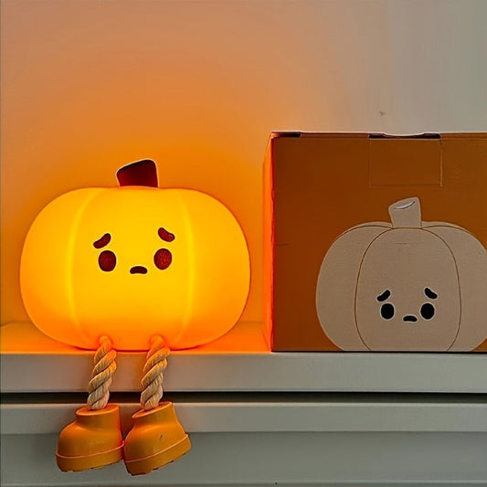 USB Rechargeable Pumpkin-Shaped LED Night Light with Touch Control