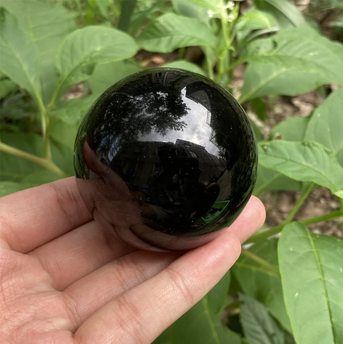 Obsidian Crystal Sphere Decoration for Energy Cleansing
