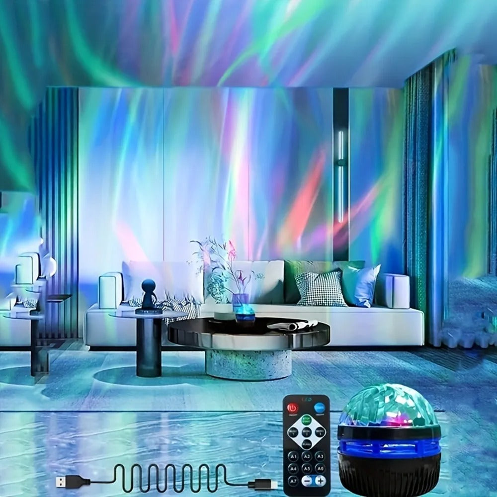 Northern Lights Projector Table Lamp with Music Sync and Remote Control