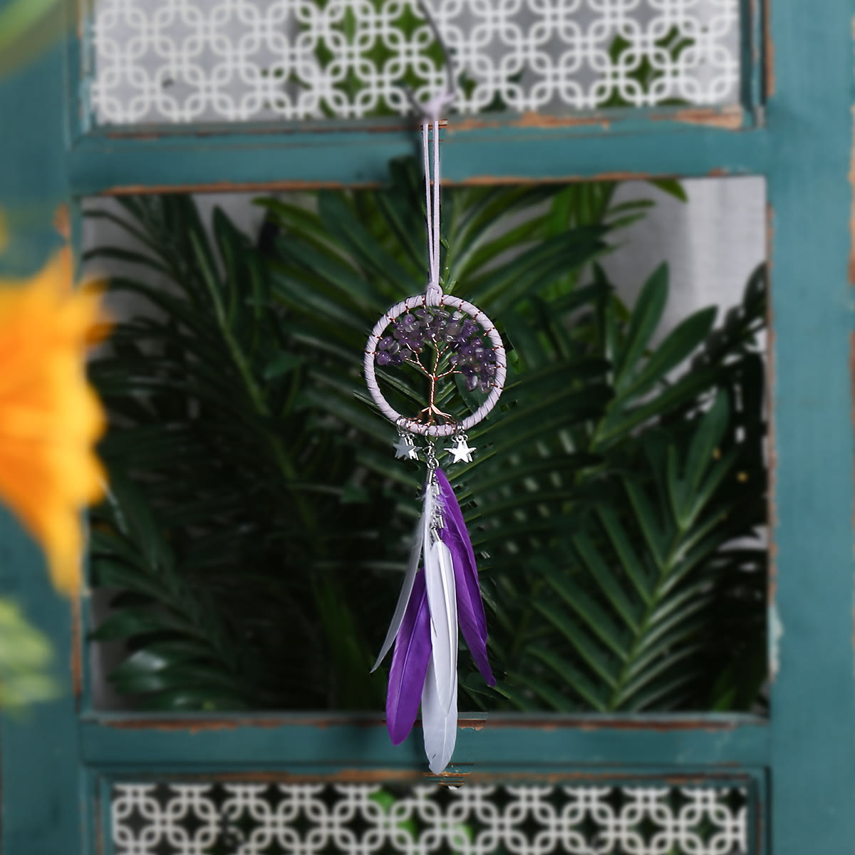 Tree of Life Gemstone Dreamcatcher with Natural Crystals