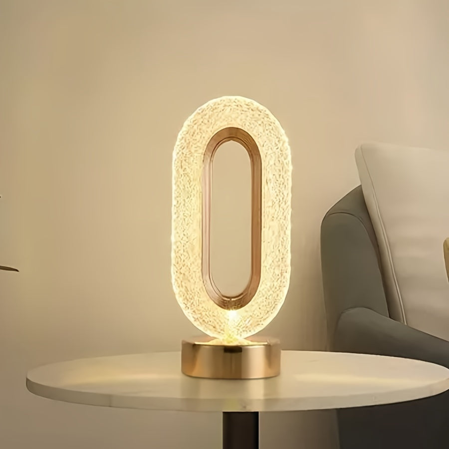 Oval Crystal Table Lamp with USB Rechargeable LED