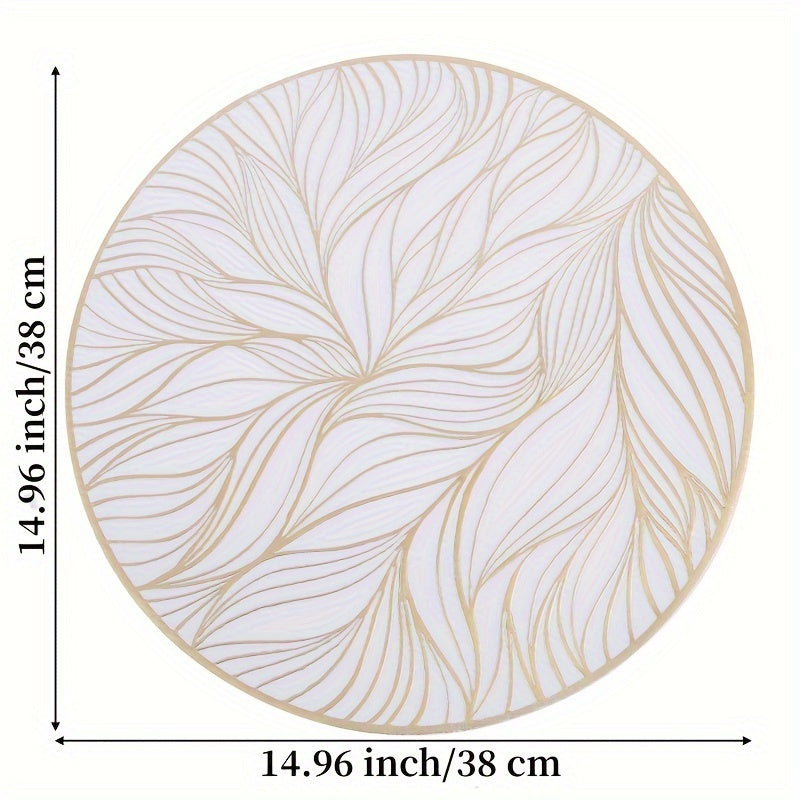 Round Heat-Resistant PVC Placemats with Gold Foil Design