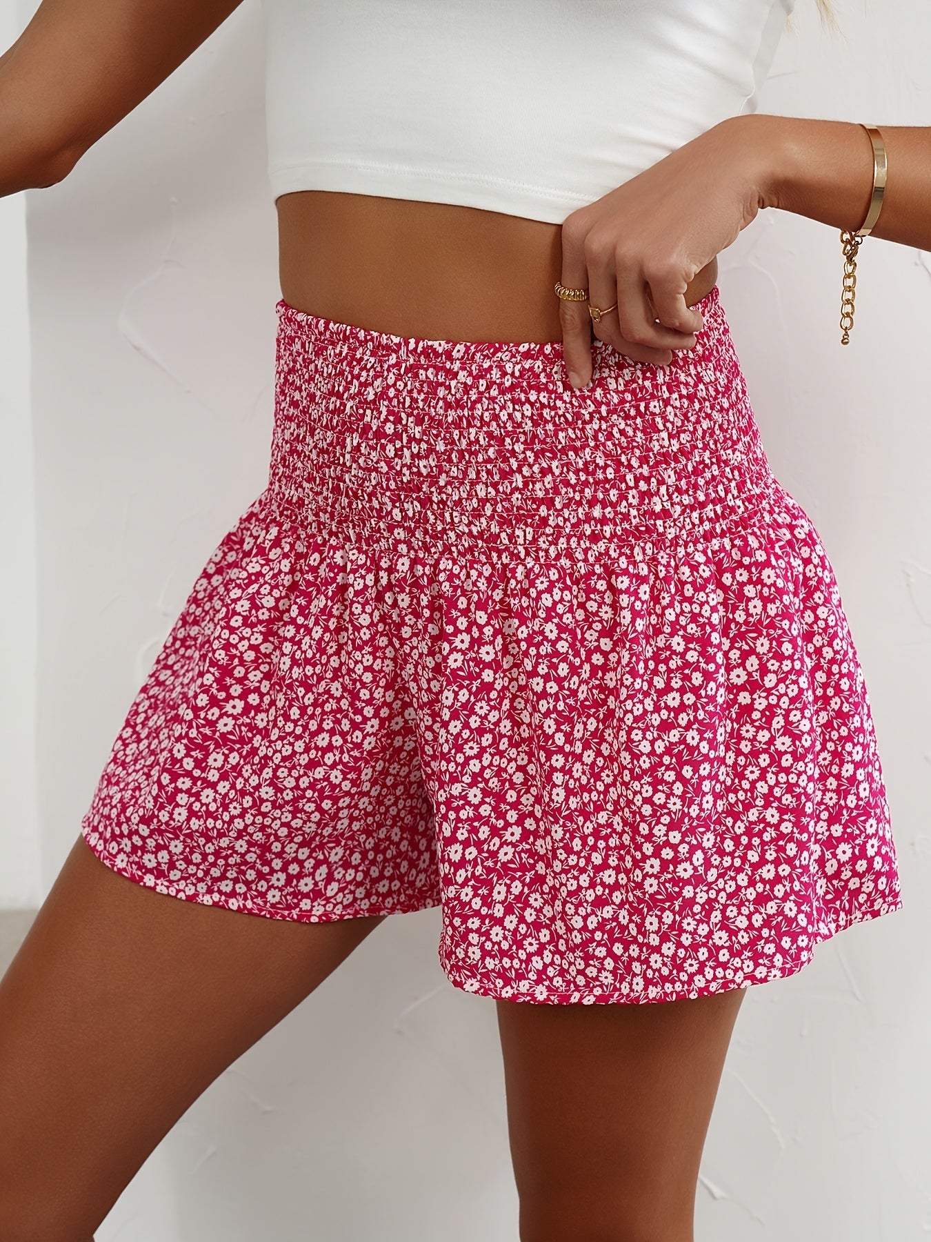 Lightweight Floral Women's Summer Shorts with Elastic Waistband