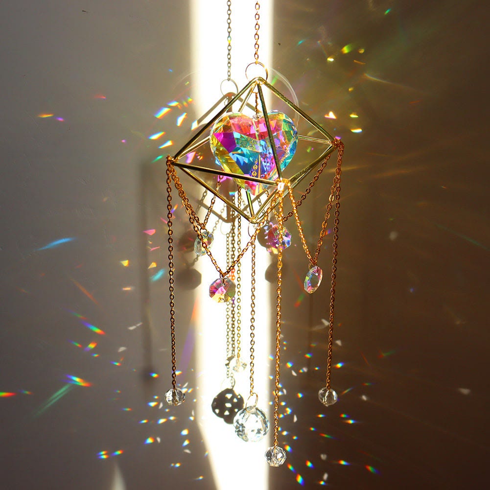 Crystal Sun Catcher Wind Chime with Natural Gemstones