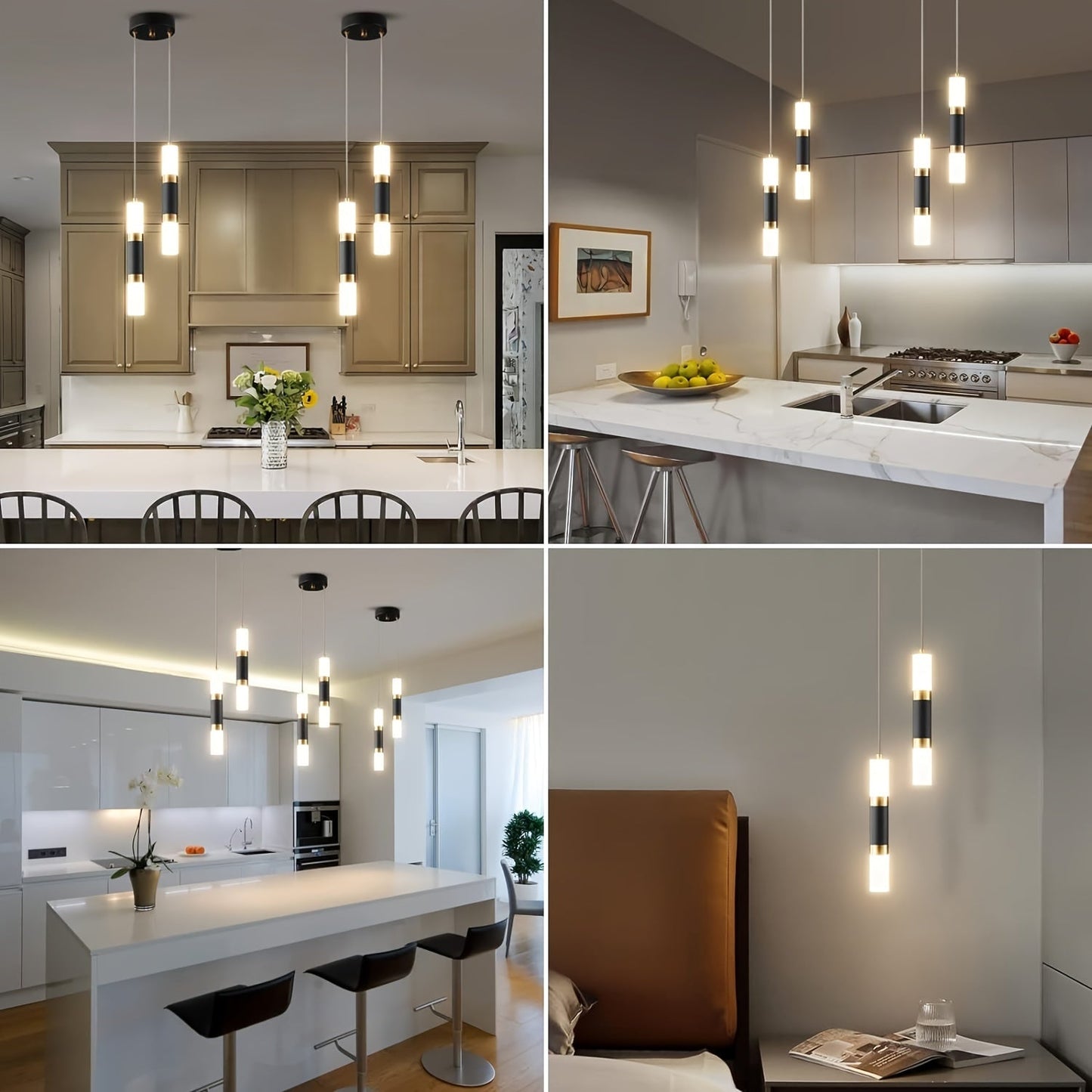 Modern Black and Gold Dimmable Mini Pendant Light - 2-Light or 3-Light Options