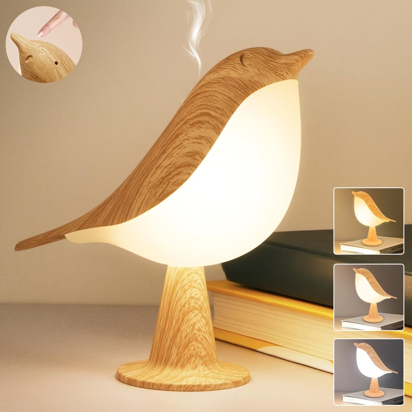 USB Rechargeable LED Bird Table Lamp with Dimmable Light