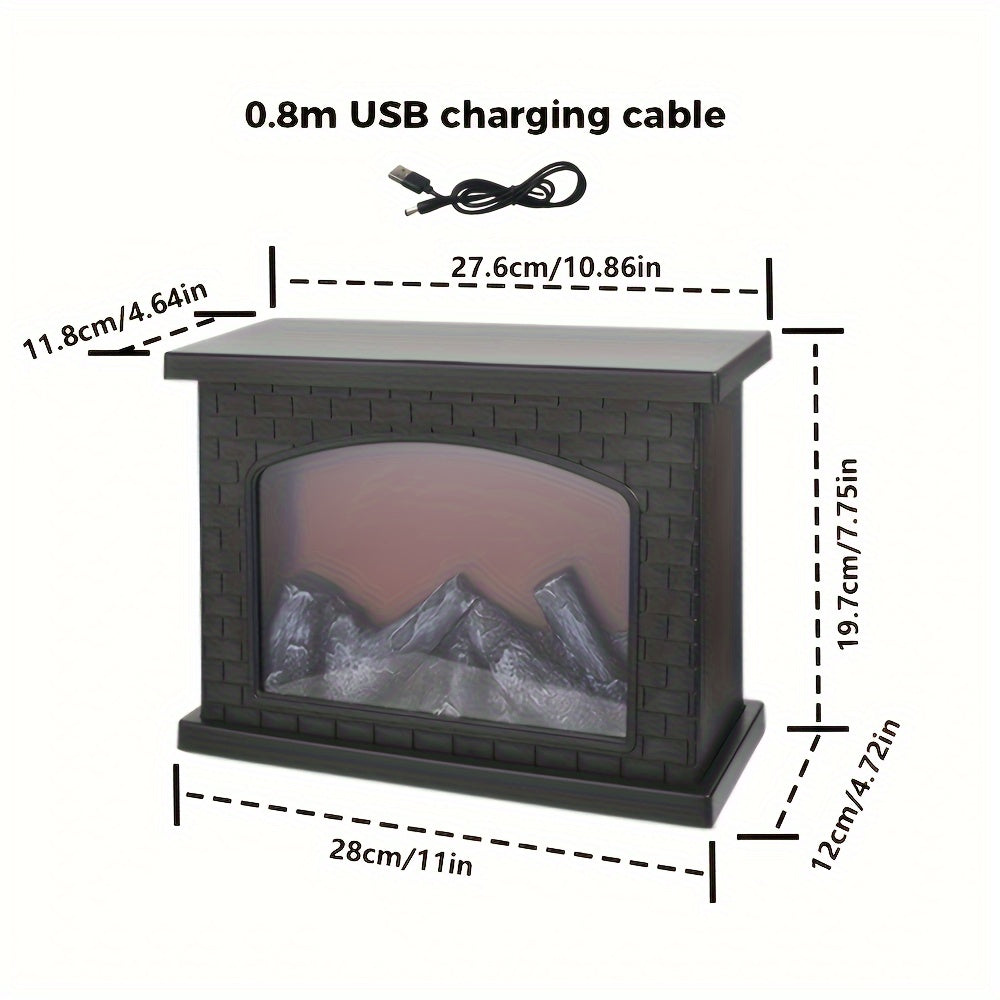 Cozy Rectangular Fireplace Lantern with Realistic Flame Effect