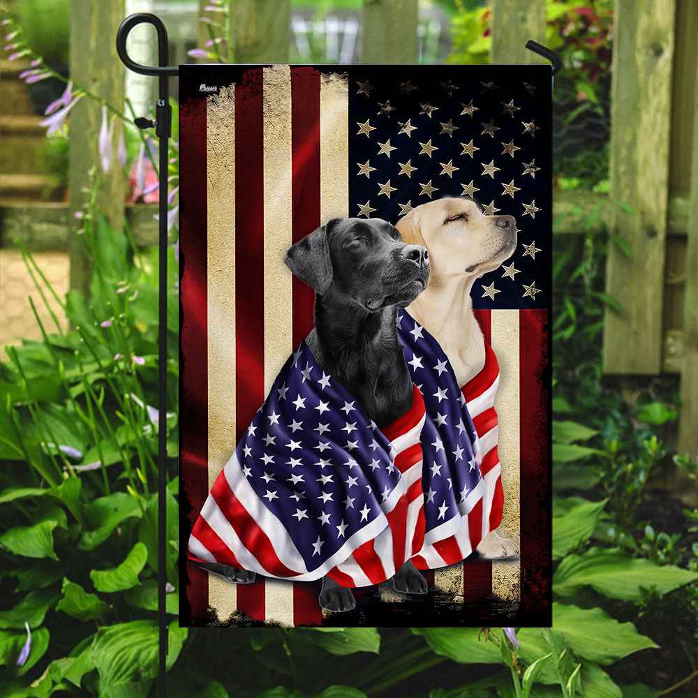 Black and Yellow Labrador Retriever Flag - American Patriot Design, Double-Sided Canvas, 3-Day Shipping