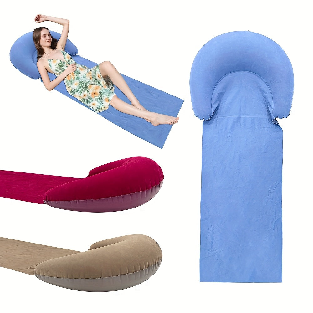 Inflatable Beach Mat with Pillow for Camping and Lounging