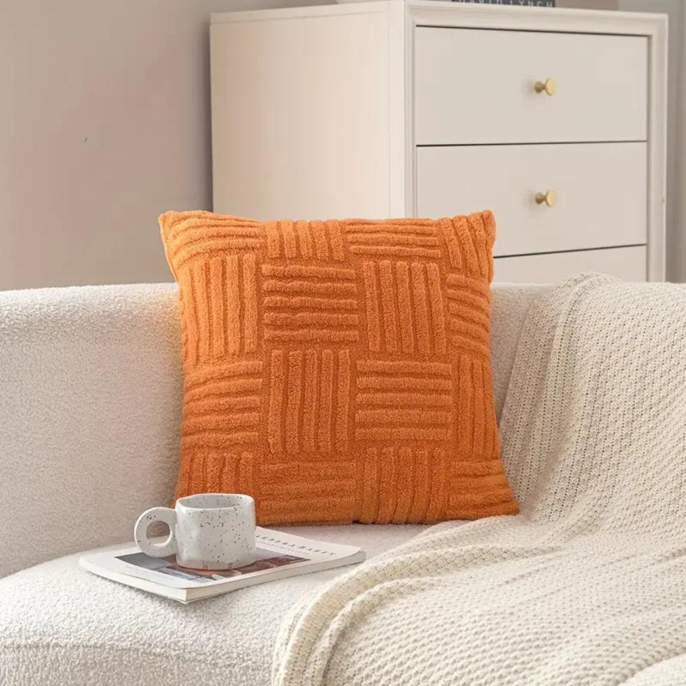 Plush Faux Fur Striped Cushion Cover