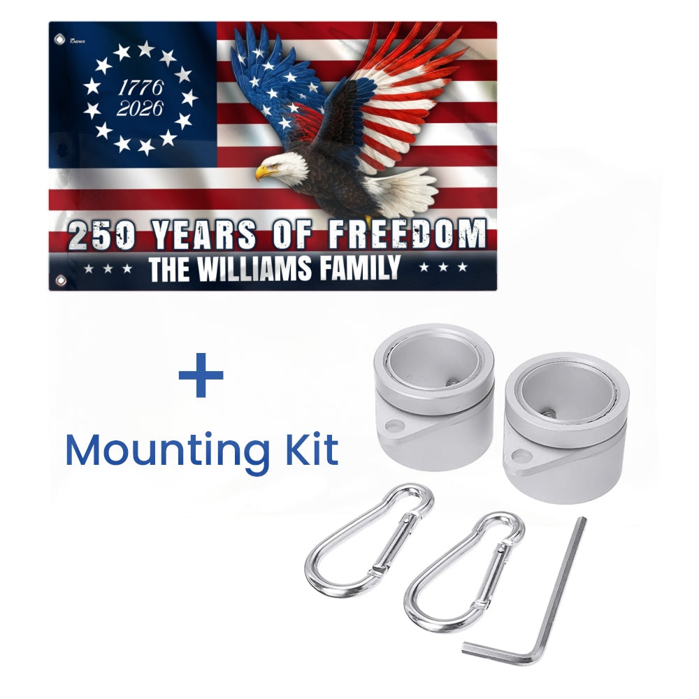 Personalized Betsy Ross Eagle Grommet Flag 250 Years of Freedom