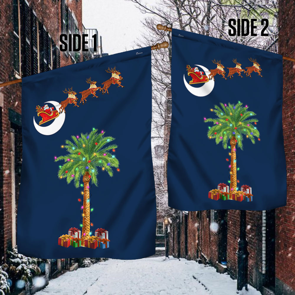 South Carolina Christmas Flag with Santa and Palmetto Tree