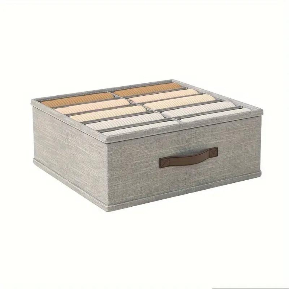 Gray Linen Storage Organizer with 16 Compartments