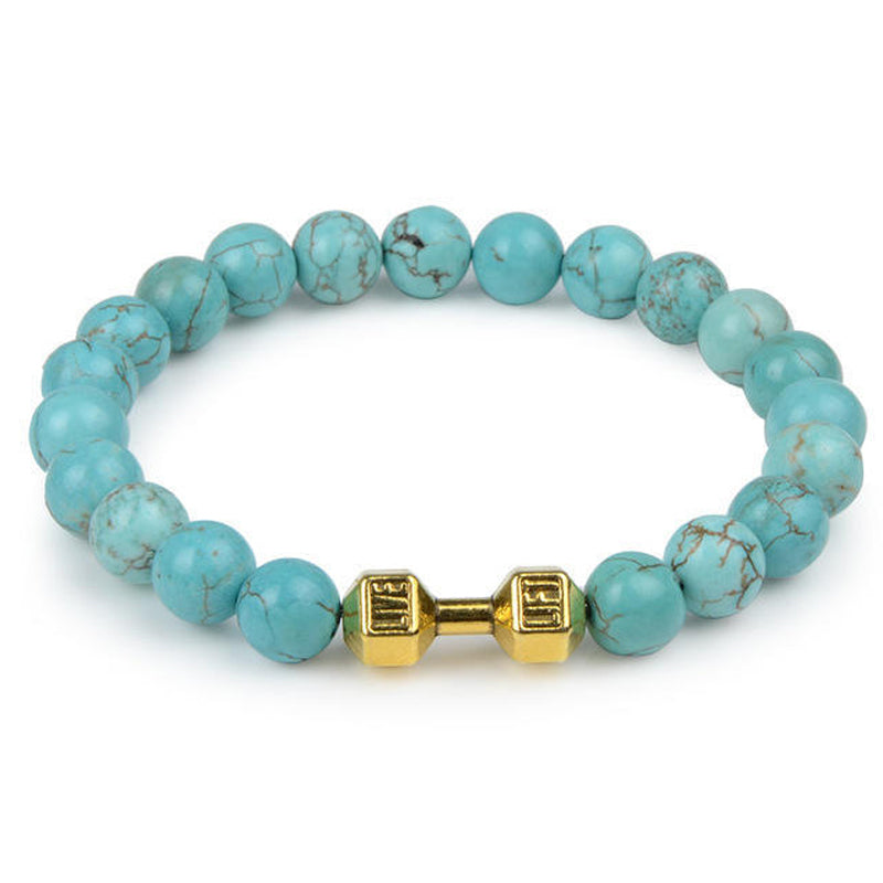 Chakra Dumbbell Bracelet in Black Onyx and Lava Stone