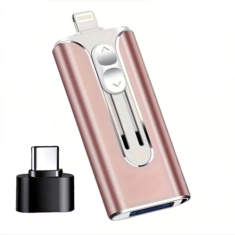 4-in-1 USB Flash Drive with Lightning, USB-C, Micro USB, and USB-A Connectors