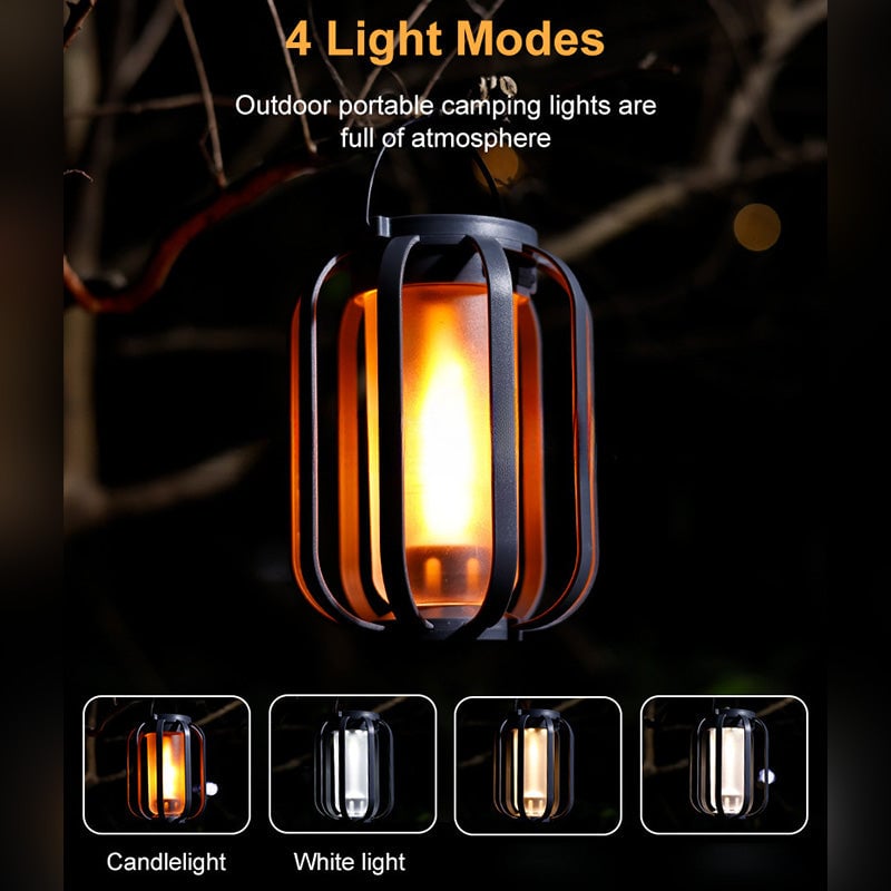 Solar and USB Rechargeable LED Lantern with Flame Effect
