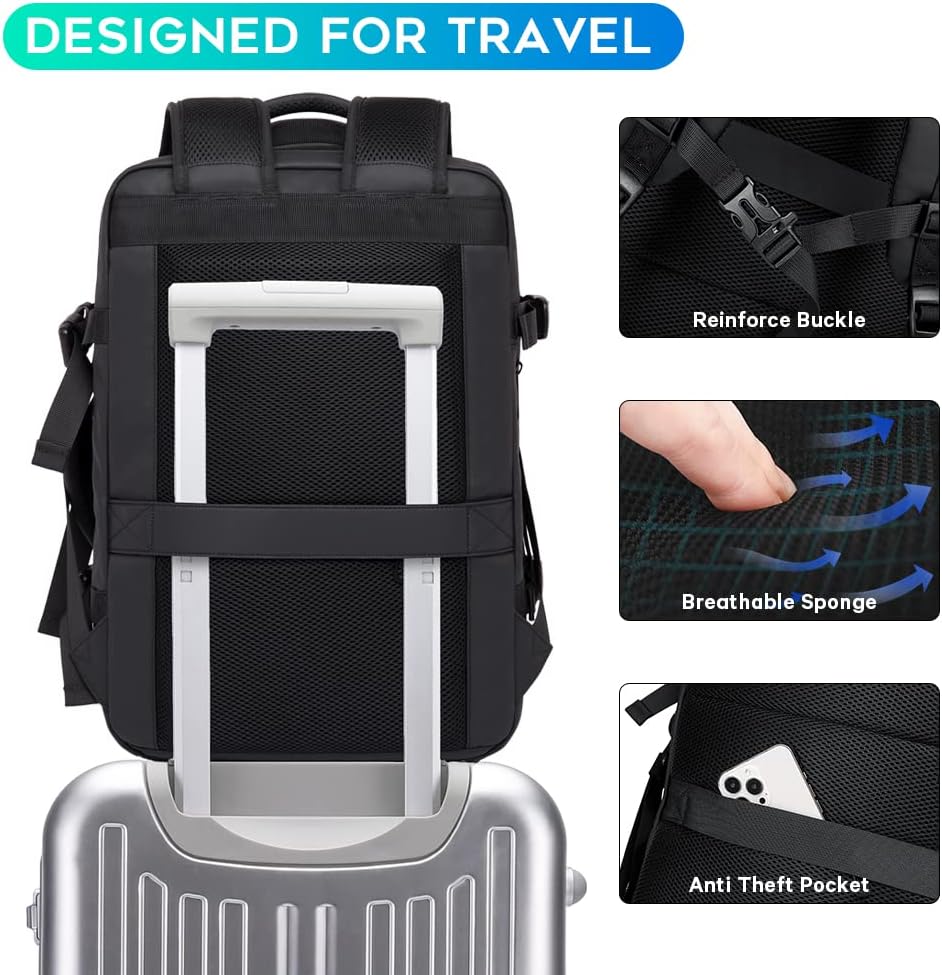 Expandable Waterproof Travel Backpack 26-45L with Laptop Sleeve and Duffle Carry